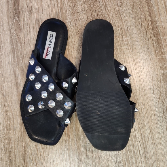 Steve Madden Black Studded Sandals - Picture 2 of 2